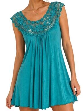 Simply Irresistible Crochet Mini Dress Women Large Blue Green Fairy Y2K